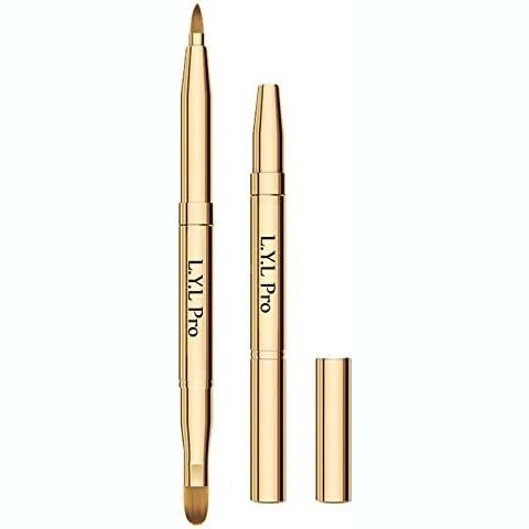 L.Y.L Pro Gold Double-Sided Retractable Lip Makeup Brush for Lipstick and Gloss - Perfect Christmas Gift