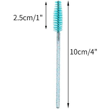 100PCS Glitter Pink Disposable Eyelash Mascara and Lip Brushes Set - 50PCS Eyelash Spoolies and 50PCS Lip Wands for Eyelash Extensions