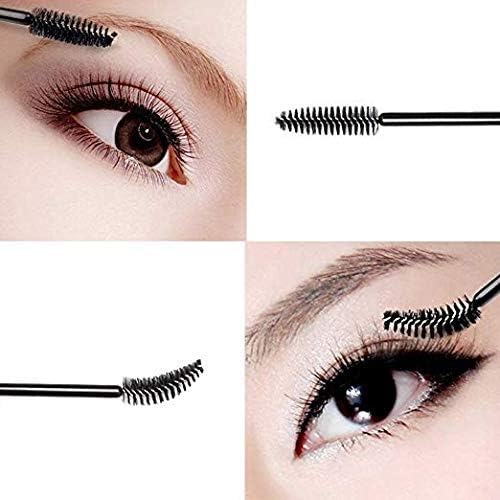 100PCS Glitter Pink Disposable Eyelash Mascara and Lip Brushes Set - 50PCS Eyelash Spoolies and 50PCS Lip Wands for Eyelash Extensions