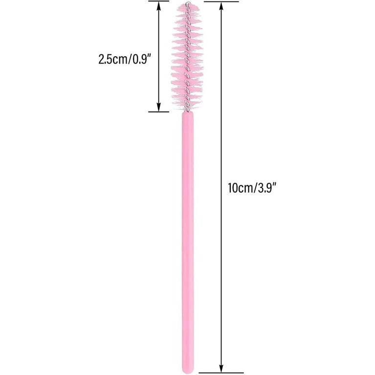 100PCS Glitter Pink Disposable Eyelash Mascara and Lip Brushes Set - 50PCS Eyelash Spoolies and 50PCS Lip Wands for Eyelash Extensions