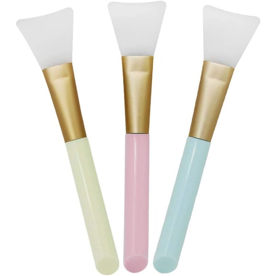 3-Piece Multicolor Silicone Facial Mask Brush Set for Precise, Mess-Free Skincare Application