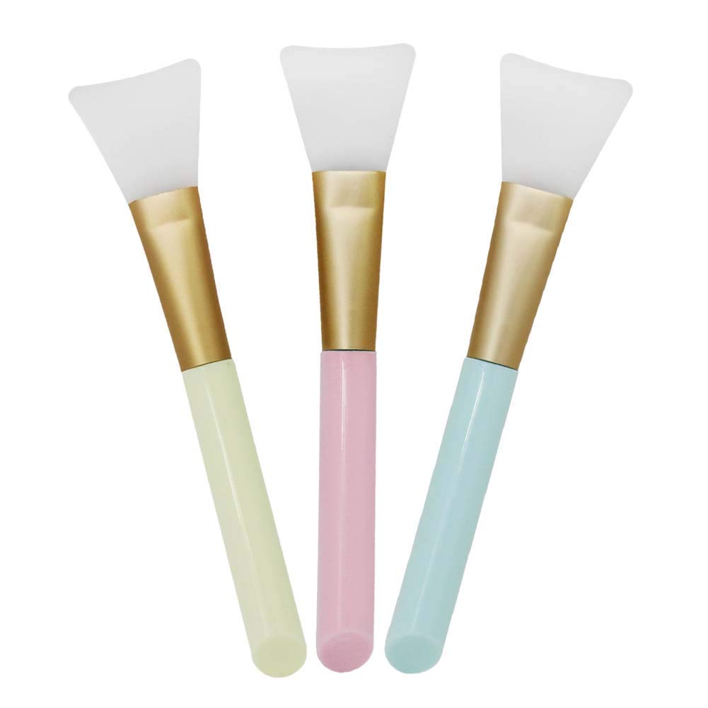 3-Piece Multicolor Silicone Facial Mask Brush Set for Precise, Mess-Free Skincare Application
