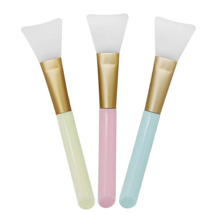 3-Piece Multicolor Silicone Facial Mask Brush Set for Precise, Mess-Free Skincare Application