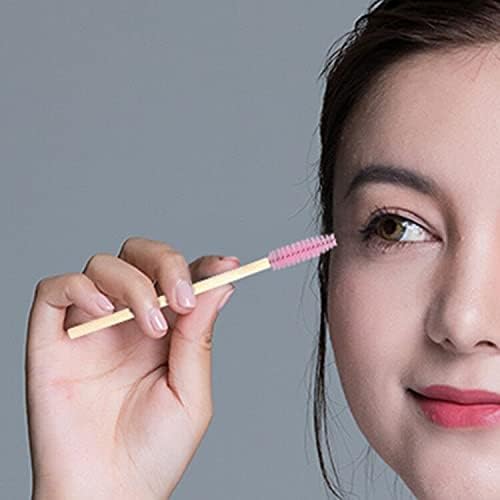 100PCS Glitter Pink Disposable Eyelash Mascara and Lip Brushes Set - 50PCS Eyelash Spoolies and 50PCS Lip Wands for Eyelash Extensions