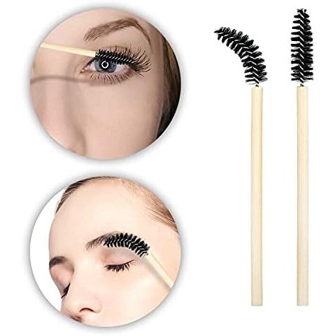 100PCS Glitter Pink Disposable Eyelash Mascara and Lip Brushes Set - 50PCS Eyelash Spoolies and 50PCS Lip Wands for Eyelash Extensions