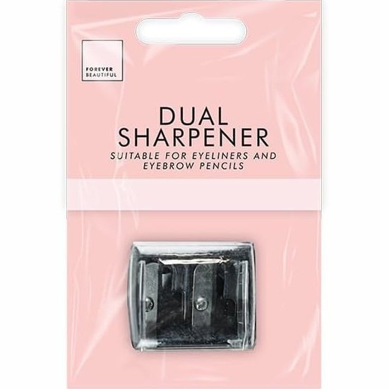 Two-in-One Cosmetic Pencil Sharpener for Eyes and Lips with Mess-Free Compartment