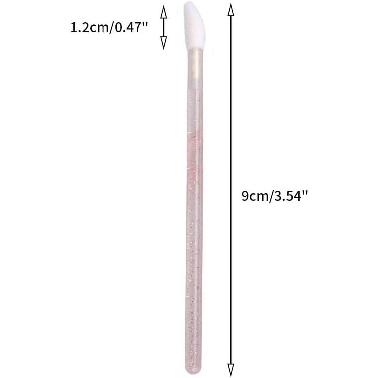 100PCS Glitter Pink Disposable Eyelash Mascara and Lip Brushes Set - 50PCS Eyelash Spoolies and 50PCS Lip Wands for Eyelash Extensions