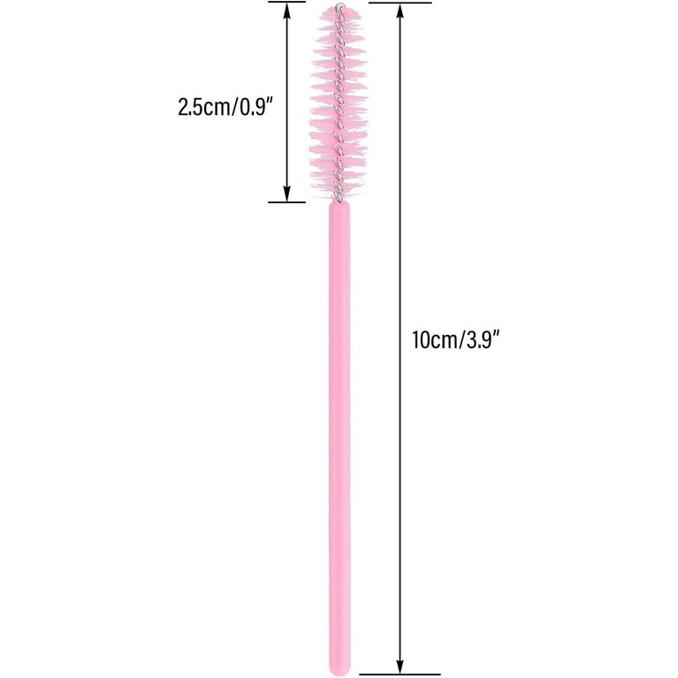 100PCS Glitter Pink Disposable Eyelash Mascara and Lip Brushes Set - 50PCS Eyelash Spoolies and 50PCS Lip Wands for Eyelash Extensions