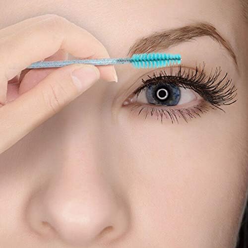 100PCS Glitter Pink Disposable Eyelash Mascara and Lip Brushes Set - 50PCS Eyelash Spoolies and 50PCS Lip Wands for Eyelash Extensions