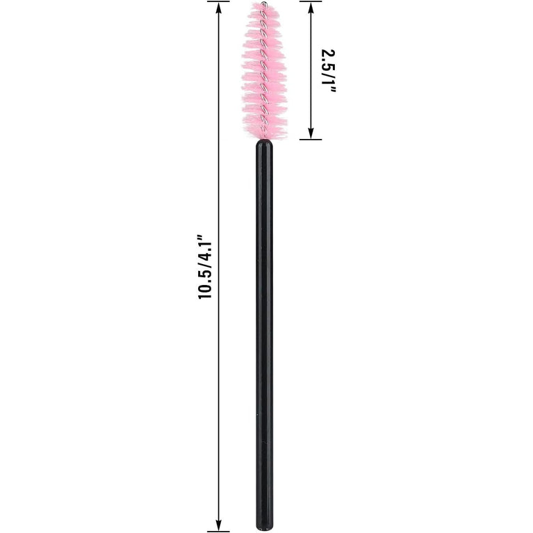 100PCS Glitter Pink Disposable Eyelash Mascara and Lip Brushes Set - 50PCS Eyelash Spoolies and 50PCS Lip Wands for Eyelash Extensions