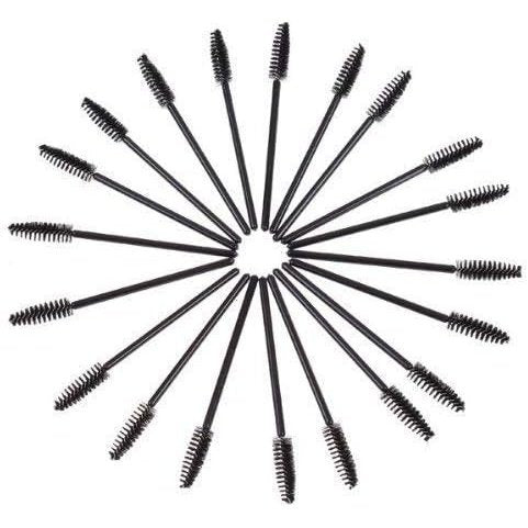 100PCS Glitter Pink Disposable Eyelash Mascara and Lip Brushes Set - 50PCS Eyelash Spoolies and 50PCS Lip Wands for Eyelash Extensions