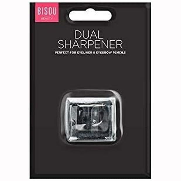 Two-in-One Cosmetic Pencil Sharpener for Eyes and Lips with Mess-Free Compartment