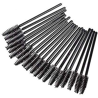 100PCS Glitter Pink Disposable Eyelash Mascara and Lip Brushes Set - 50PCS Eyelash Spoolies and 50PCS Lip Wands for Eyelash Extensions