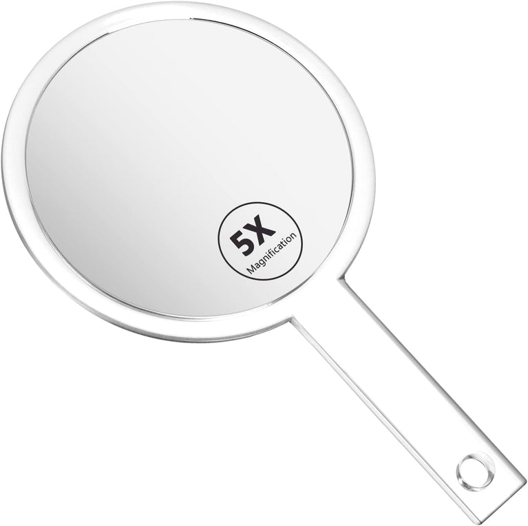 Compact Double-Sided Mirror: Portable 1X/5X Magnifying Handheld Vanity Mirror for Makeup