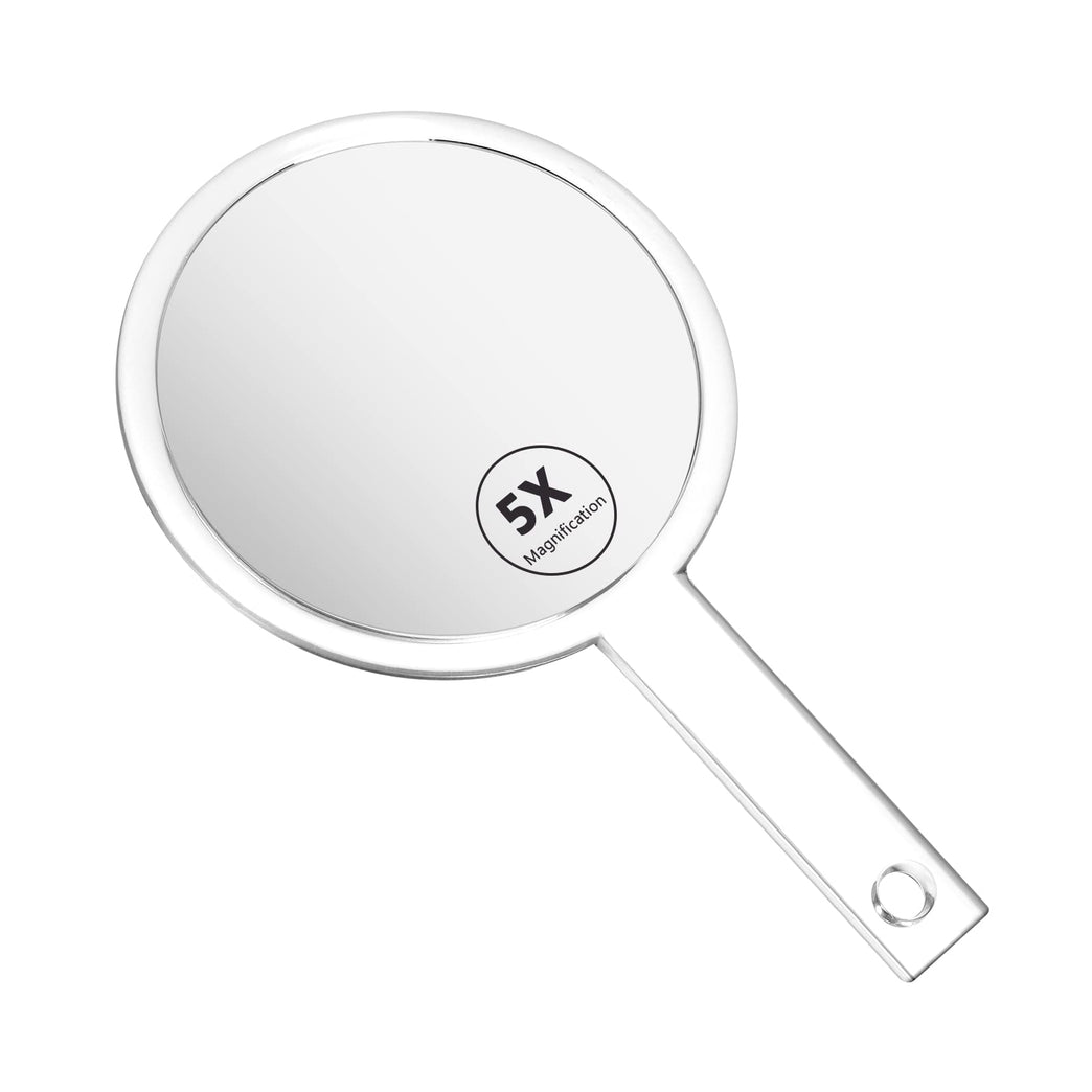 Compact Double-Sided Mirror: Portable 1X/5X Magnifying Handheld Vanity Mirror for Makeup