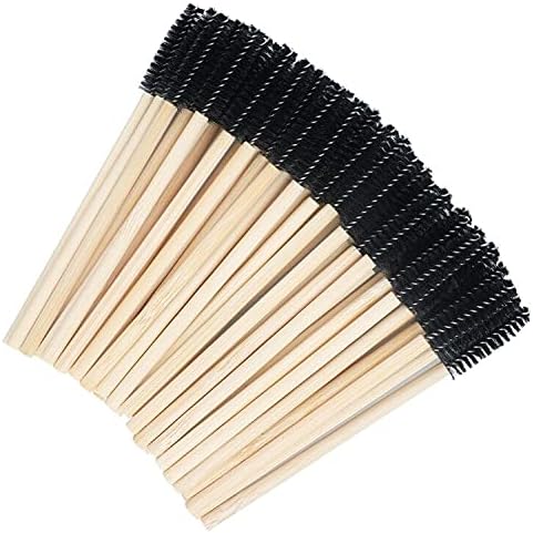 100PCS Glitter Pink Disposable Eyelash Mascara and Lip Brushes Set - 50PCS Eyelash Spoolies and 50PCS Lip Wands for Eyelash Extensions