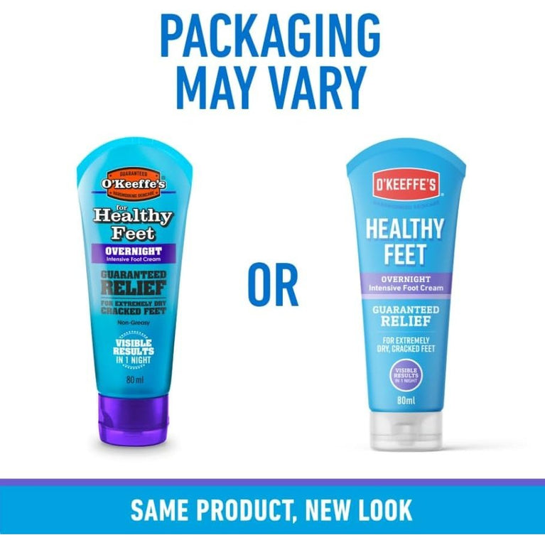 O’Keeffe’s Overnight Revitalizing Foot Cream, 80ml – Advanced Solution for Severe Dry, Cracked Feet