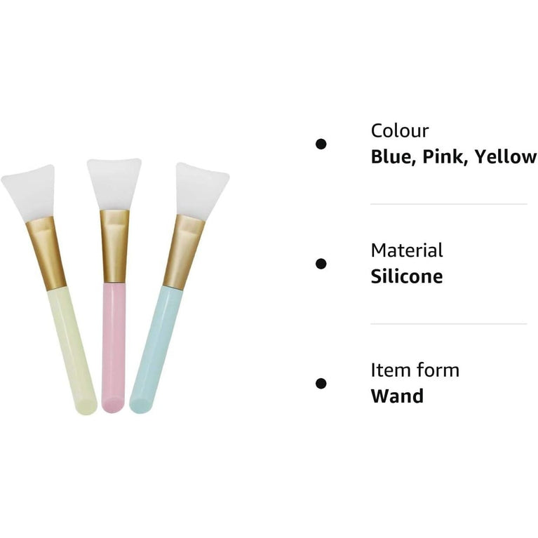 3-Piece Multicolor Silicone Facial Mask Brush Set for Precise, Mess-Free Skincare Application
