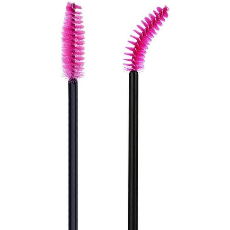 100PCS Glitter Pink Disposable Eyelash Mascara and Lip Brushes Set - 50PCS Eyelash Spoolies and 50PCS Lip Wands for Eyelash Extensions