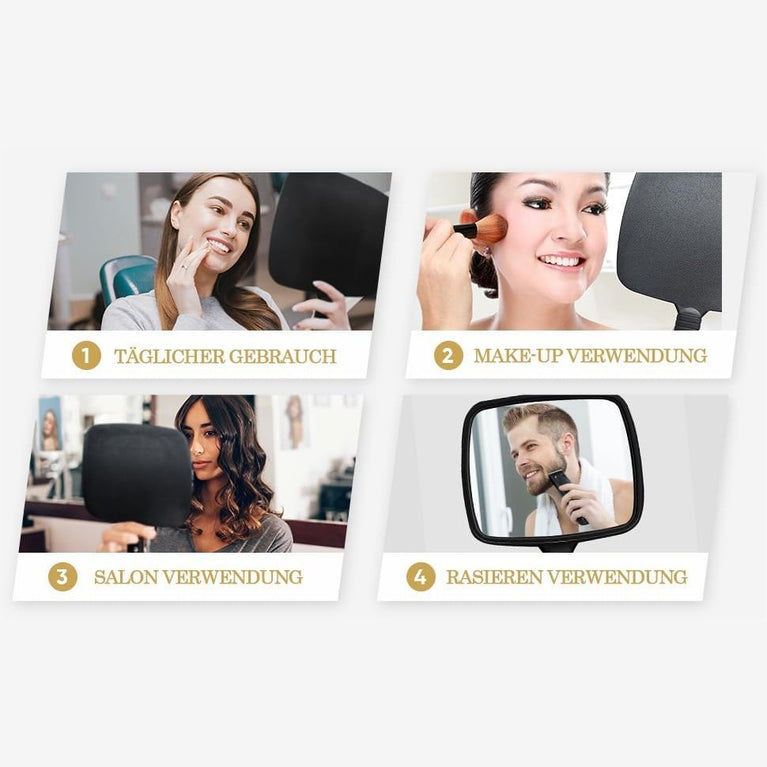 Professional Handheld Mirror - Compact Travel Essential with Non-Slip Handle for Makeup, Shaving & Hairdressing