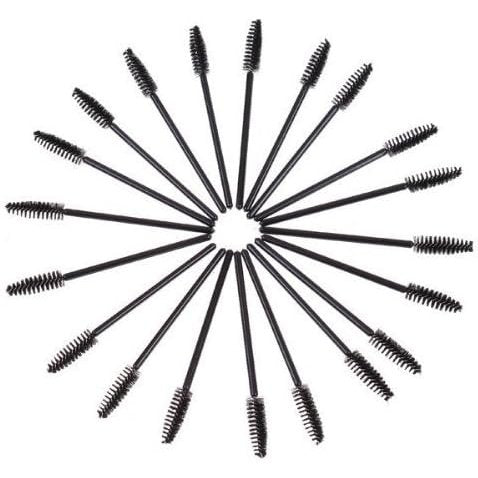 100PCS Glitter Pink Disposable Eyelash Mascara and Lip Brushes Set - 50PCS Eyelash Spoolies and 50PCS Lip Wands for Eyelash Extensions