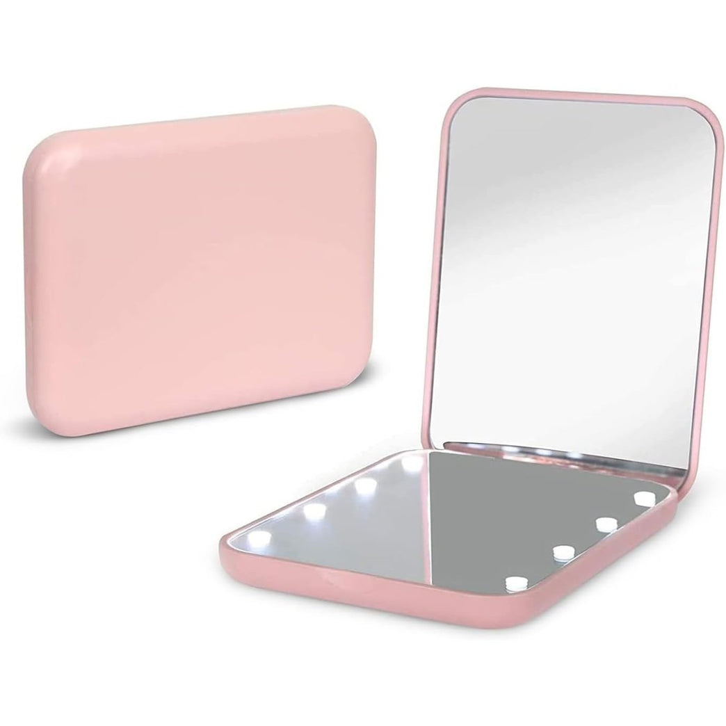 Travel Makeup Mirror with LED Light, 1X/3X Magnification, Compact and Portable Handheld Mirror