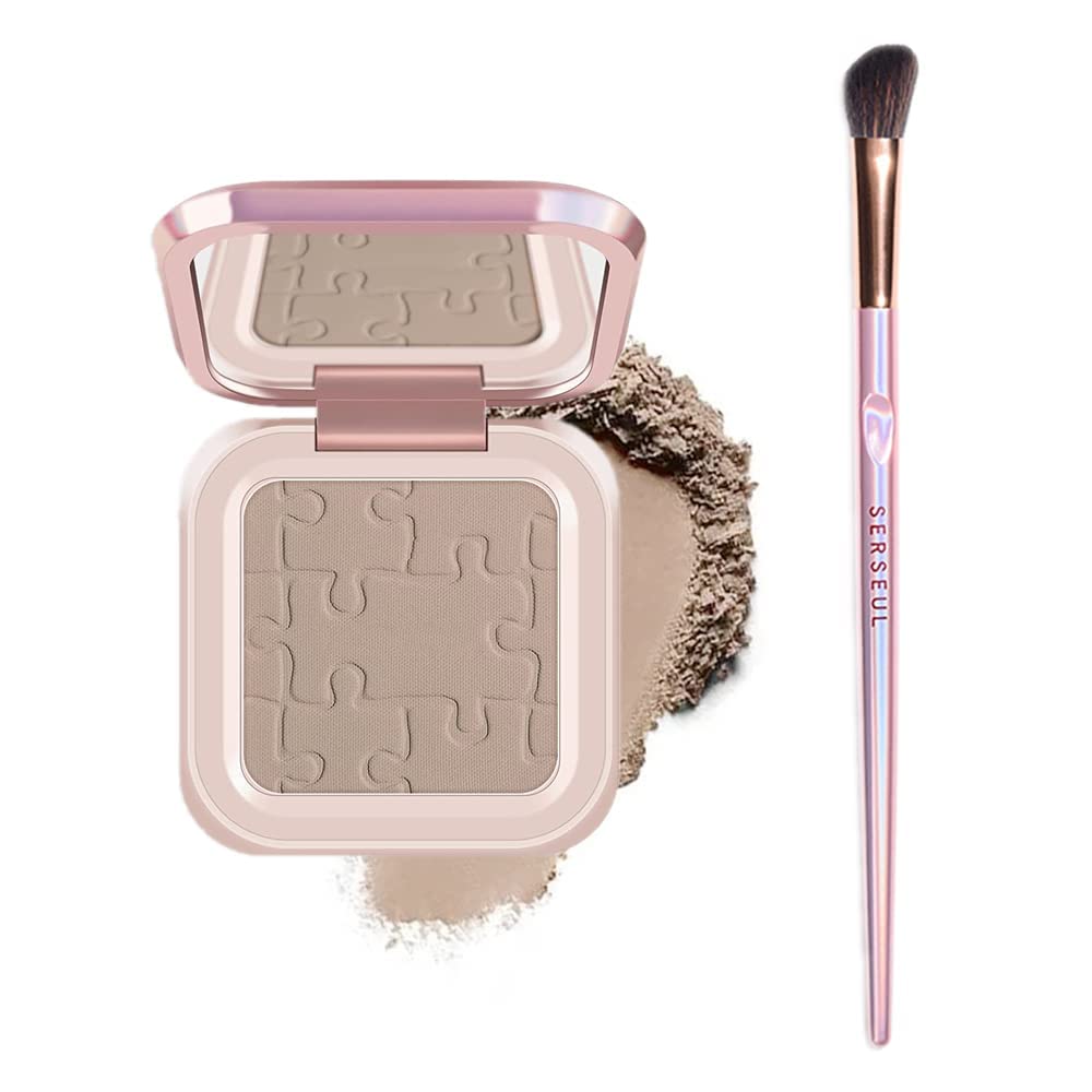 Go Ho All-in-One Contouring Makeup Set with Compact Mirror & Brush, Ultra-Smooth Pressed Powder for Face & Nose Contouring