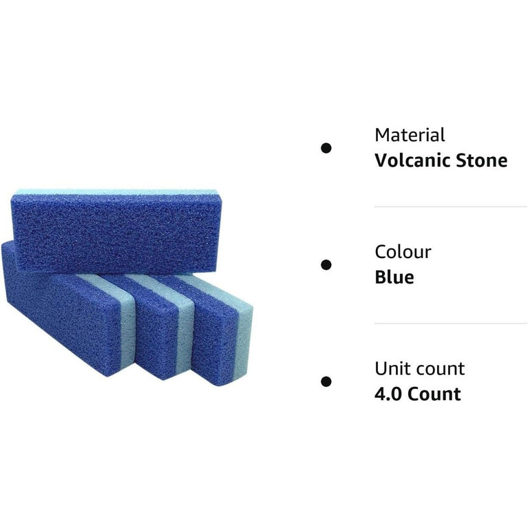 Blue Dual-Sided Foot Pumice Stones for Callus Removal and Skin Exfoliation - Pack of 4