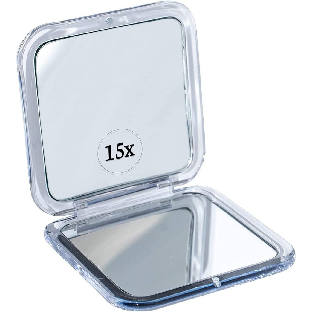 Compact 15X Magnifying Mirror for Travel - Lightweight Handheld Mirror