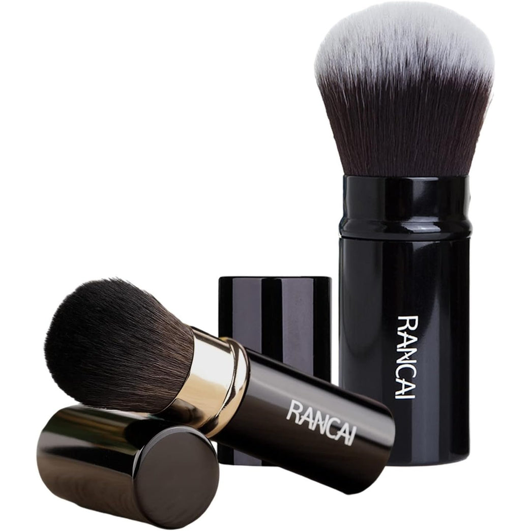 2-Pack Portable Makeup Brushes, Retractable Synthetic Facial Brushes for Powder Foundation and Mineral Cosmetics