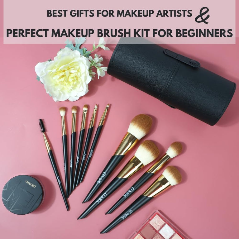 Ultimate Glam 10pcs Makeup Brushes Set - Luxurious Beauty Tools for Women's Perfect Makeup Looks