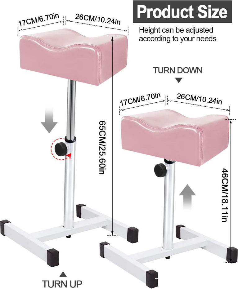 18-26 Inch Adjustable Pedicure Nail Footrest - Soft Manicure Stool for Salon & Home Selfcare