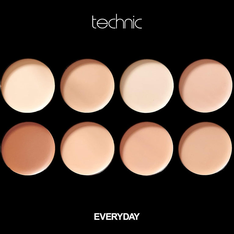 Technic Colour Fix Contour & Define Cream Foundation Palette - 8 Versatile, Pigmented Shades for All Skin Tones with Matte Finish, Long-Lasting and Vegan Friendly