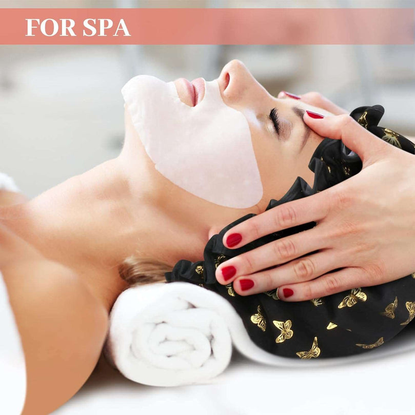 2 PCS Shower Cap Elastic Band Waterproof Bath Caps Double Layers Reusable With Ruffled Edge Covering Ears for Girls and Women