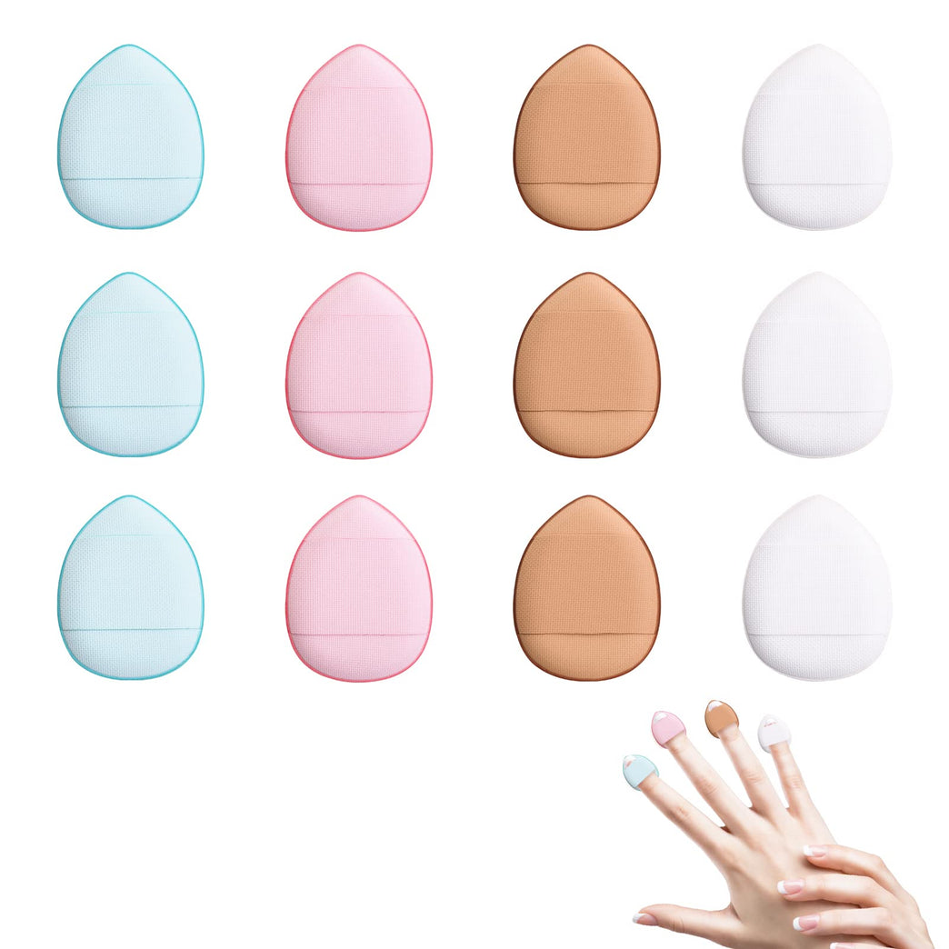 12-Pack Multi-Color Mini Beauty Blender Set with Finger Strap - Makeup Sponges for Flawless Application of Liquid & Dry Products