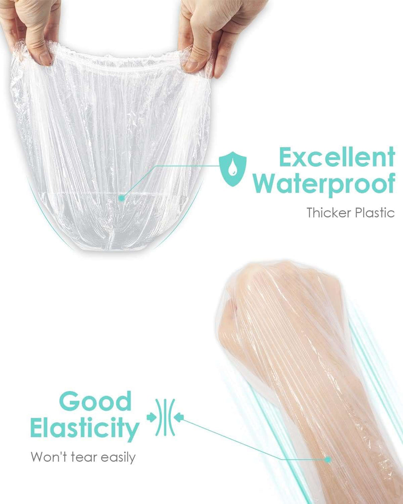 Auban Shower Cap Disposable, 100 PCS Shower caps Large&Thick Waterproof Clear Plastic Elastic Hair Bath Caps For Women Kids Girls, Hotel and Hair Solon, Travel Spa, Home Use