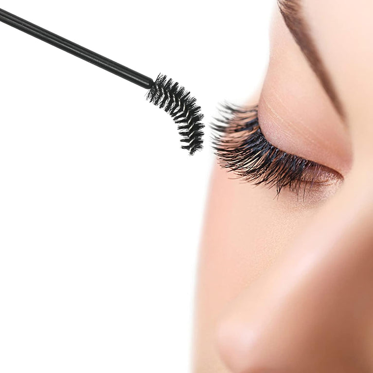 100PCS Glitter Pink Disposable Eyelash Mascara and Lip Brushes Set - 50PCS Eyelash Spoolies and 50PCS Lip Wands for Eyelash Extensions