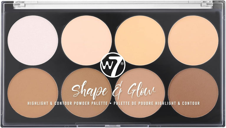 W7 Pro Contour & Highlight Palette - 8 Shade Blendable Powder Makeup Kit for All Skin Types