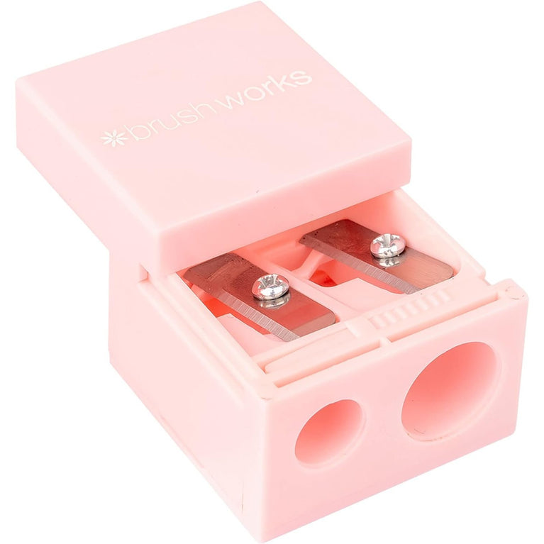 Brushworks Dual-Sized Beauty Pencil Sharpener for Precision Application - Travel Friendly