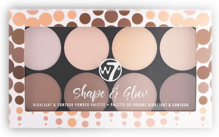 W7 Pro Contour & Highlight Palette - 8 Shade Blendable Powder Makeup Kit for All Skin Types