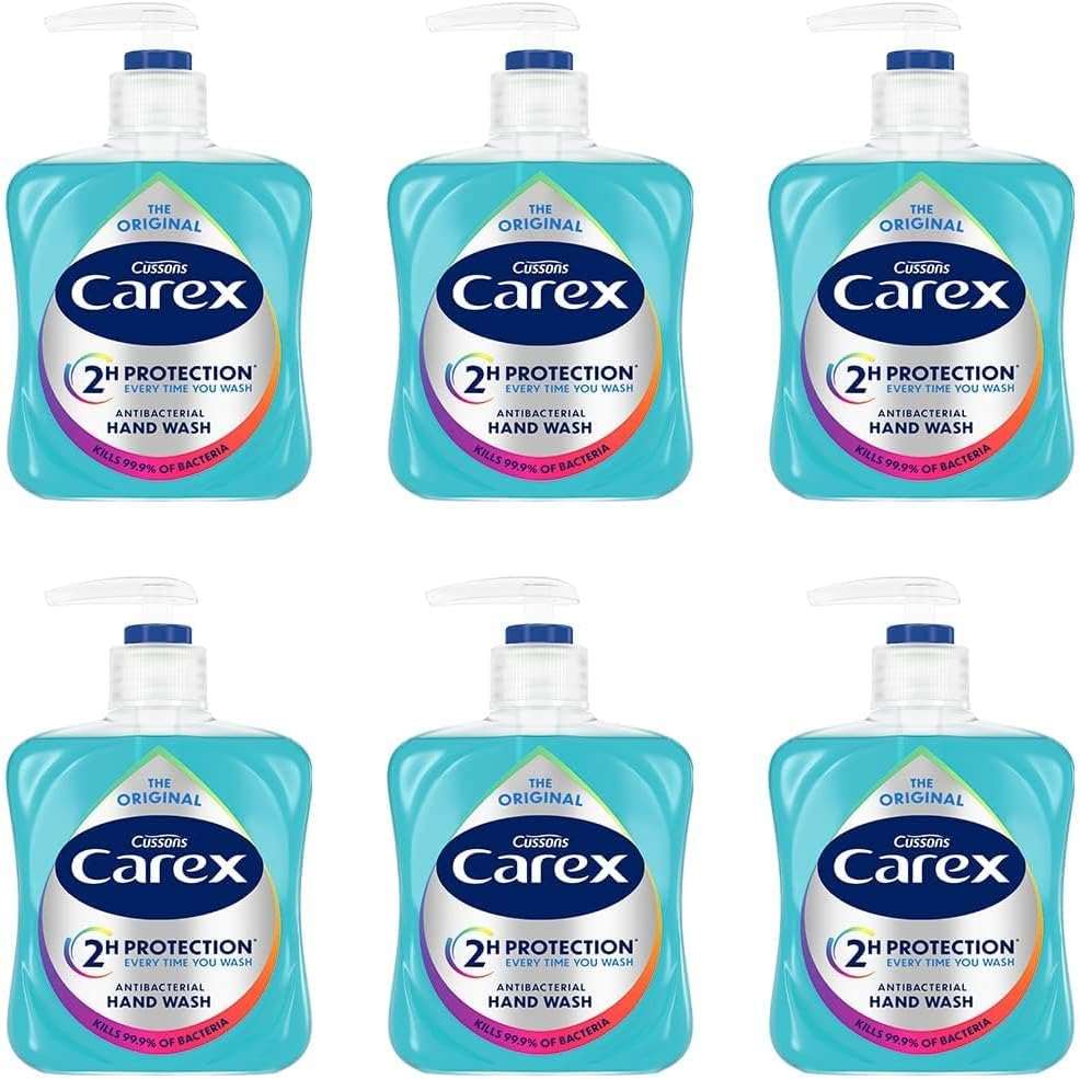 Carex Original Antibacterial Hand Wash, Clean & Protect Hands, Bulk Buy, Pack of 6 x 250 ml (Packaging may vary)