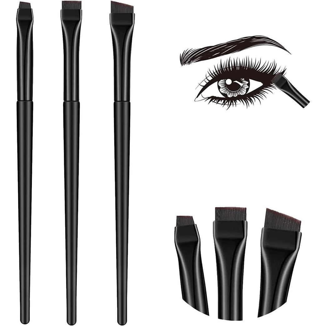 3-Piece Eyeliner Brush Set with Flat & Angled Brushes - Professional Makeup Tools for Shaping Eyebrows