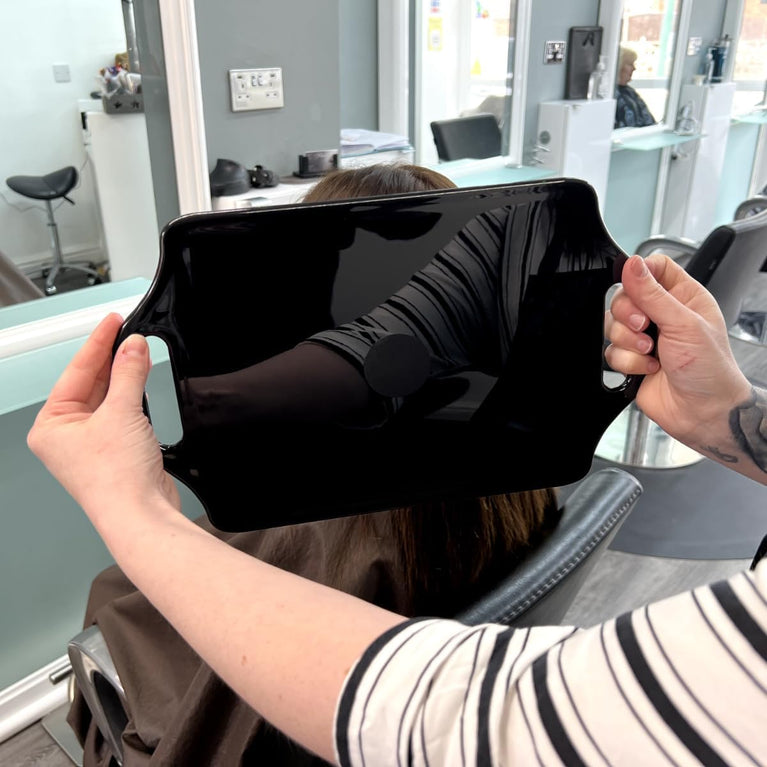 Professional Handheld Mirror - Dual-Handled Grooming Accessory for Barbers, Hairdressers, and Beauty Artist