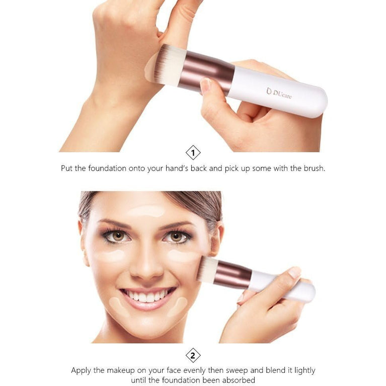 Flat Top Design for Effortless Blending of Liquid, Cream and Powder Cosmetics - Perfect for Buffing