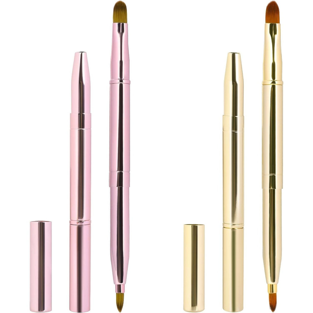 Double-Ended Retractable Lipstick Brushes for Lip Makeup, Pack of 2