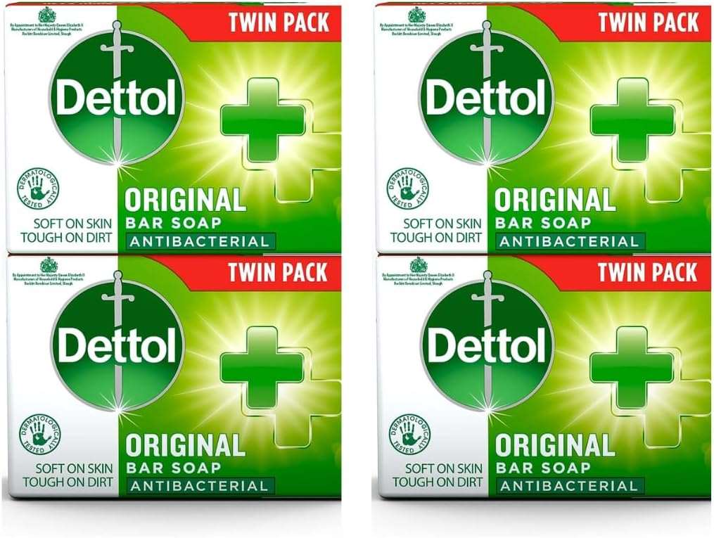Anti-Bacterial Original Soap 2 x 100 g - Pack of 2 Home & Hatch Family Pack of Dettol Soap (Total 4 Bars)