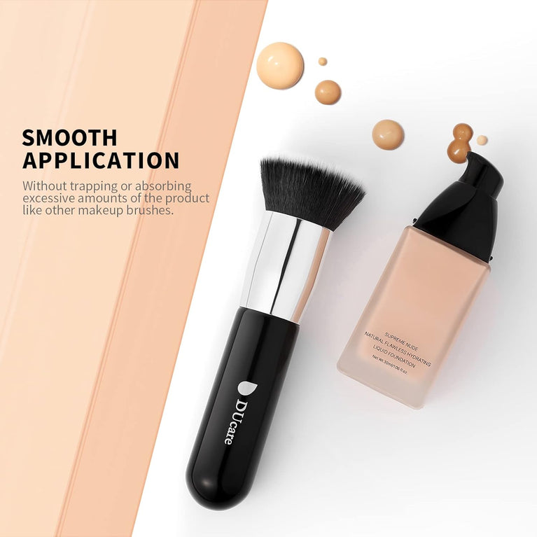 Flat Top Design for Effortless Blending of Liquid, Cream and Powder Cosmetics - Perfect for Buffing