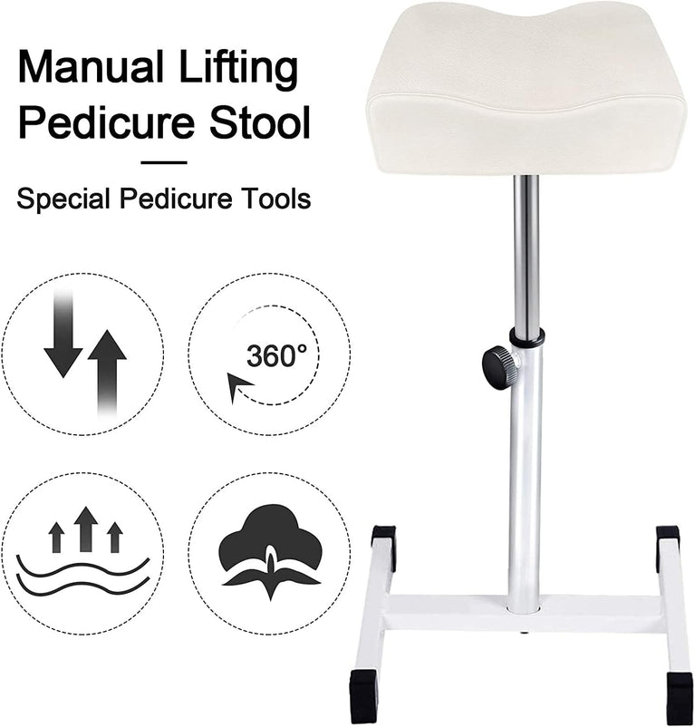 18-26 Inch Adjustable Pedicure Nail Footrest - Soft Manicure Stool for Salon & Home Selfcare