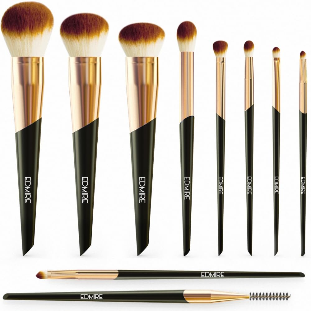 Ultimate Glam 10pcs Makeup Brushes Set - Luxurious Beauty Tools for Women's Perfect Makeup Looks