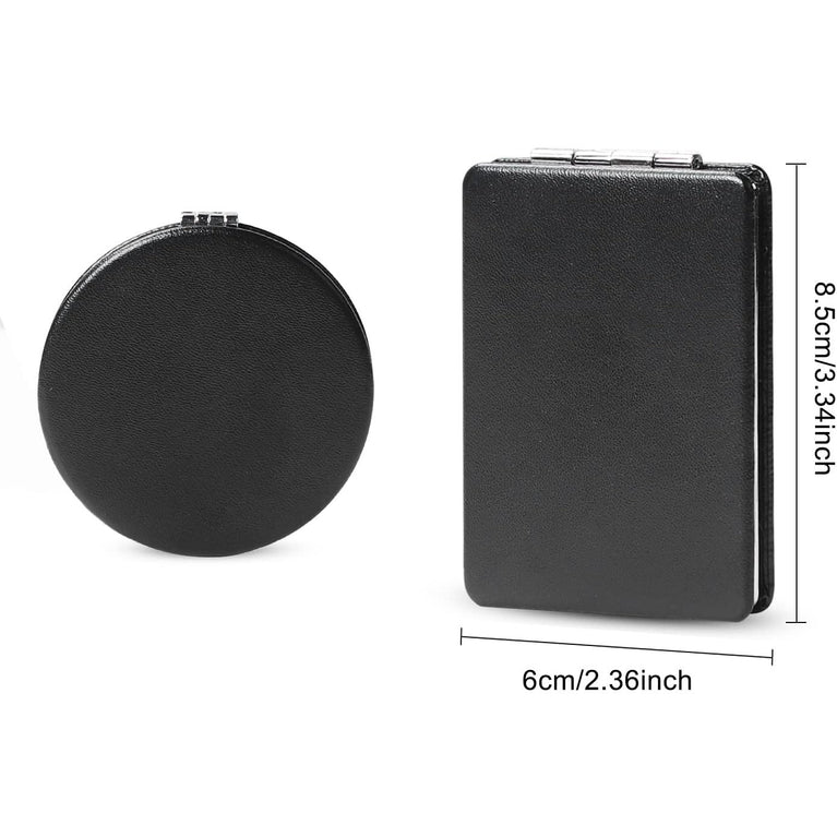 Travel Ready Double-Sided Compact Makeup Mirrors - Set of 2 Black Mirrors
